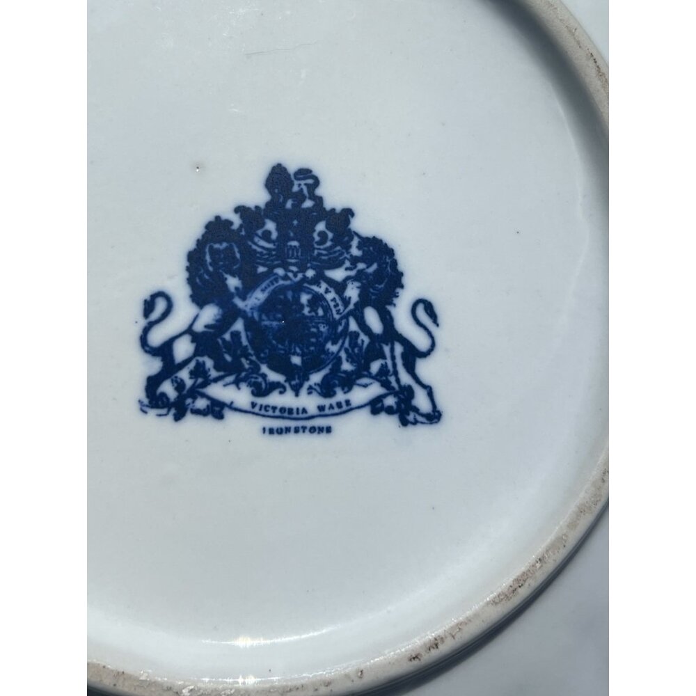 Vintage Victoria Ware Ironstone Blue & White Decorative Plate With Scenic Design - Picture 3 of 4